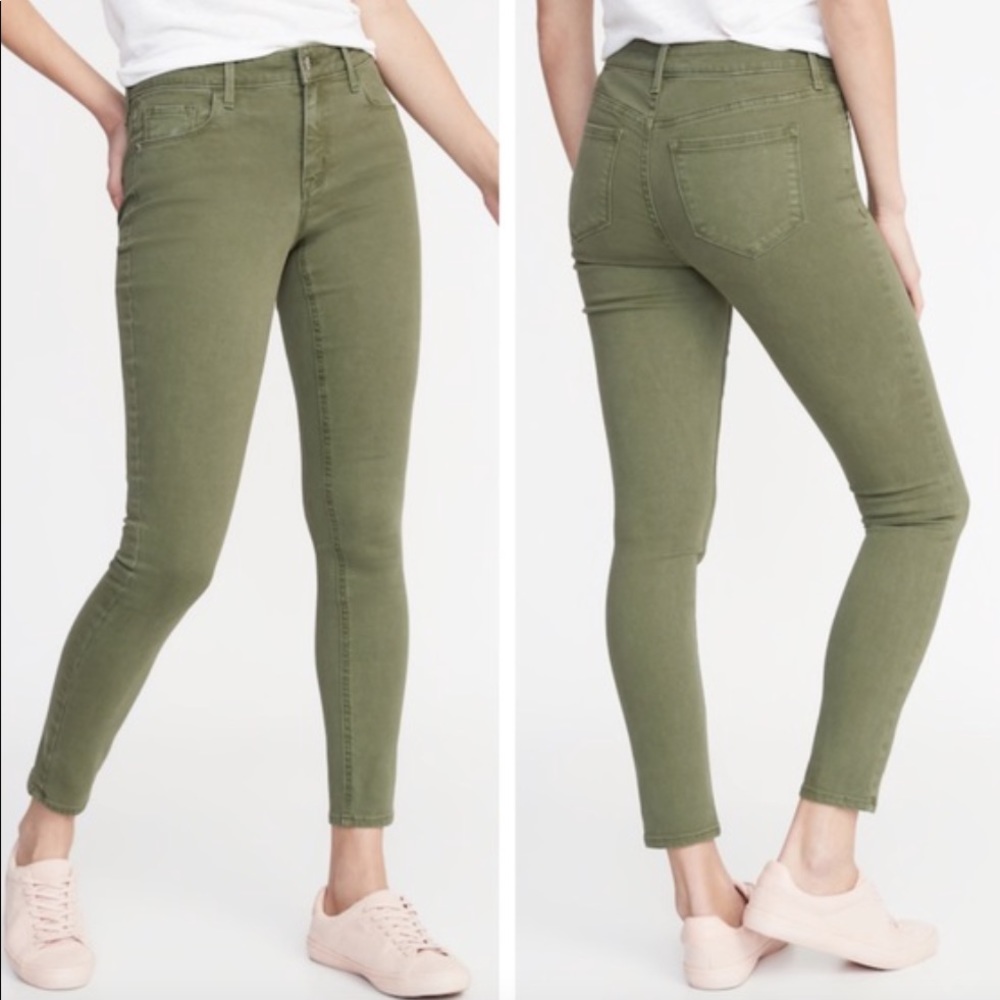 Old Navy Olive Green Super Skinny Mid-Rise Pant